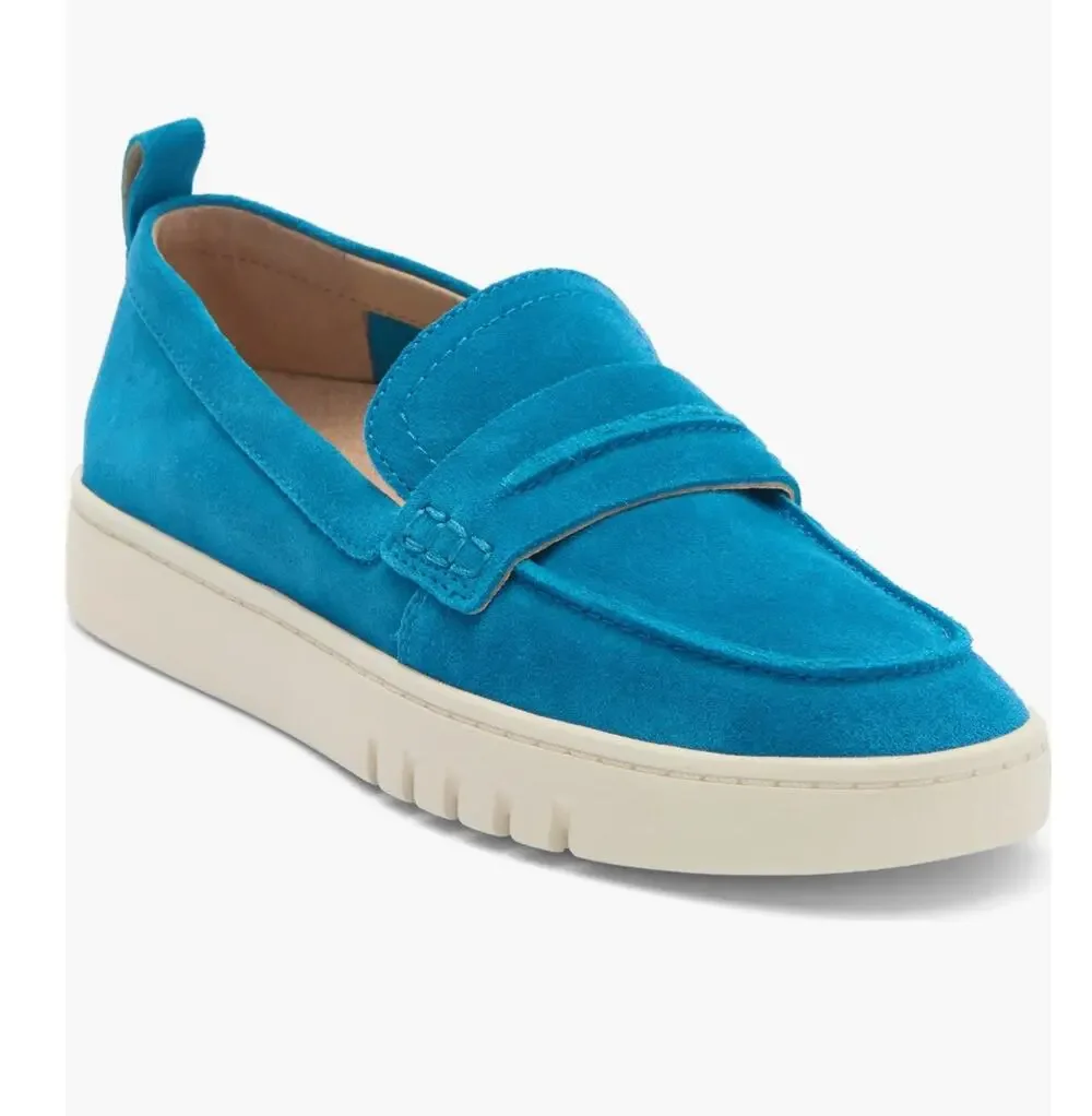 Vionic Loafers Womens SZ 8.5 Uptown Penny Slip On Suede Turquoise Blue Shoes New
